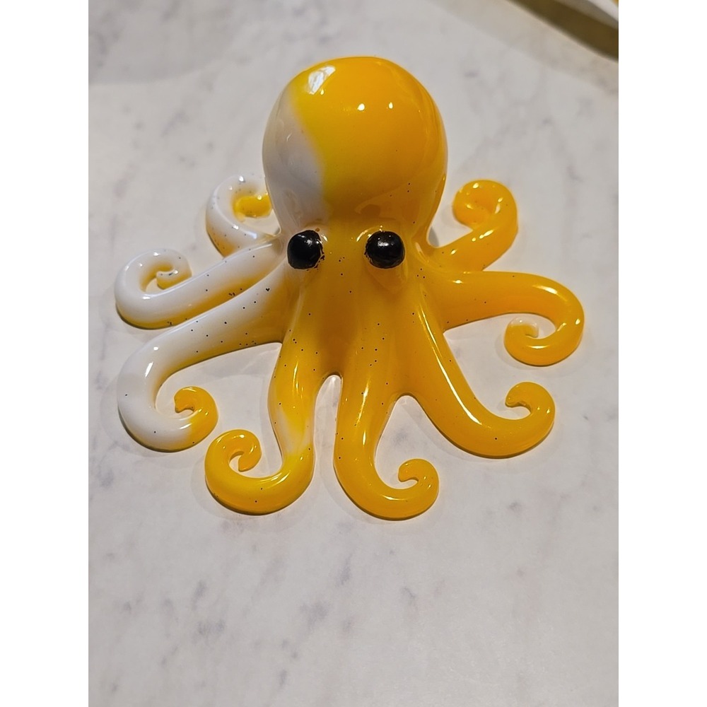 Resin Handmade‎ Octopus Yellow White Decoration Gift. 622
